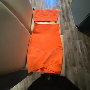 Cute bondage 2 piece set bright orange.